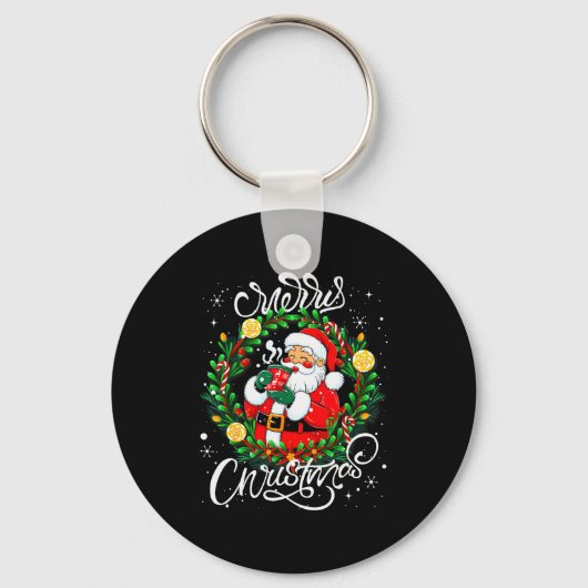 Funny Cute Santa Claus Merry Christmas Men Women K Sleutelhanger (Voorkant)