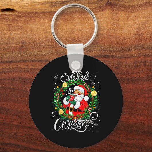 Funny Cute Santa Claus Merry Christmas Men Women K Sleutelhanger (Voorkant)