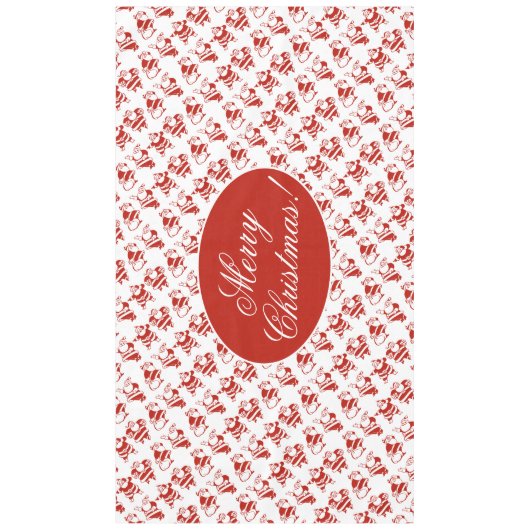 Funny Cute Santa Claus Pattern Red White Kerstmis Tafelkleed (Voorkant)