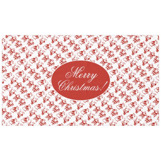 Funny Cute Santa Claus Pattern Red White Kerstmis Tafelkleed (Voorkant (Horizontaal))