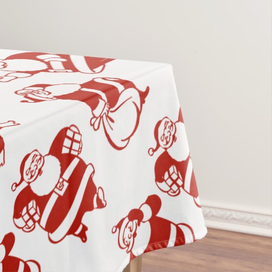 Funny Cute Santa Claus Pattern Red White Kerstmis Tafelkleed (Voorbeeld)