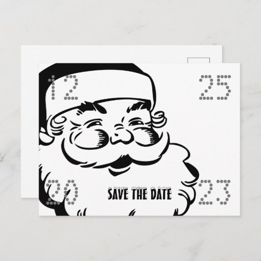 Funny Cute Santa Save the Date Kerstparty Aankondigingskaart (Voorkant / Achterkant)