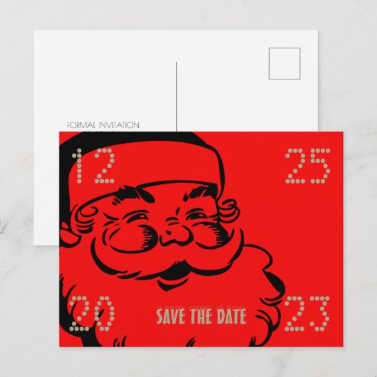 Funny Cute Santa Save the Date Kerstparty Aankondigingskaart (Voorkant / Achterkant)