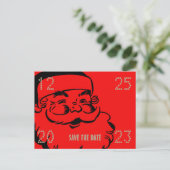 Funny Cute Santa Save the Date Kerstparty Aankondigingskaart (Staand voorkant)