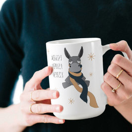 Funny Cute Sarcastically Merry Winter Donkey  Koffiemok