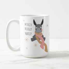 Funny Cute Sarcastically Merry Winter Donkey  Koffiemok