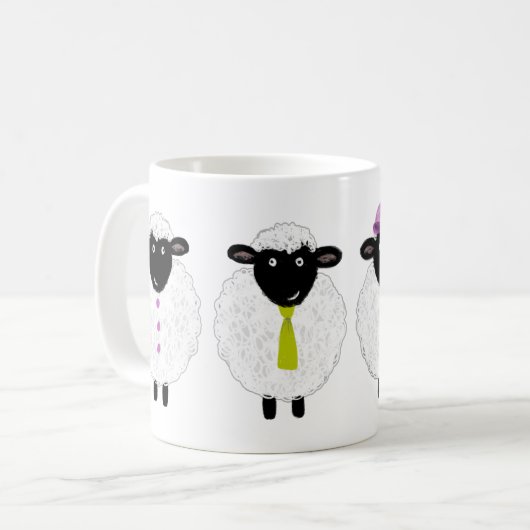 Funny Cute Sheep Koffiemok (Voorkant links)
