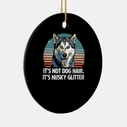 Funny & Cute Siberian Husky Dog Glitter Classic T- Keramisch Ornament (Rechts)