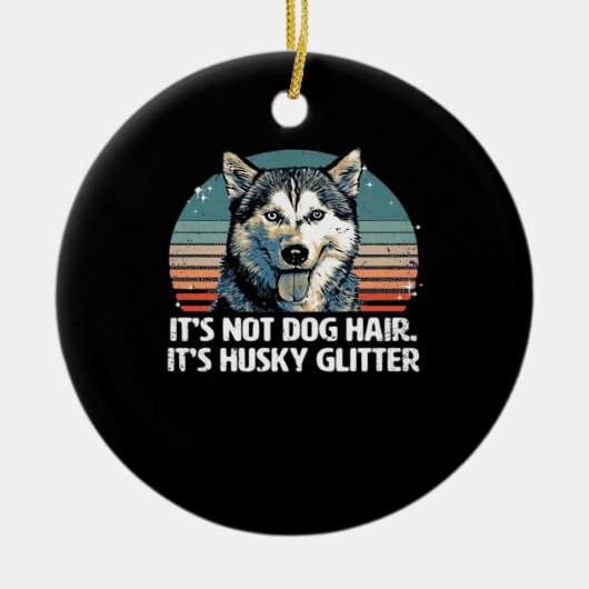 Funny & Cute Siberian Husky Dog Glitter Classic T- Keramisch Ornament (Voorkant)