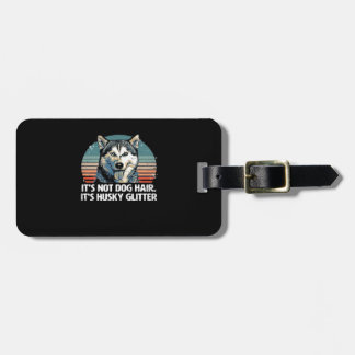 Funny & Cute Siberian Husky Hond Glitter Klassiek  Bagagelabel