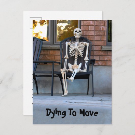 Funny Cute Skeleton New Address Moving Briefkaart (Voorkant / Achterkant)