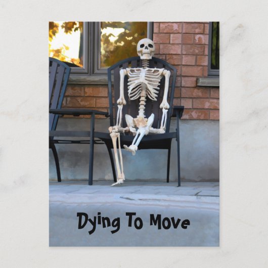 Funny Cute Skeleton New Address Moving Briefkaart (Voorkant)