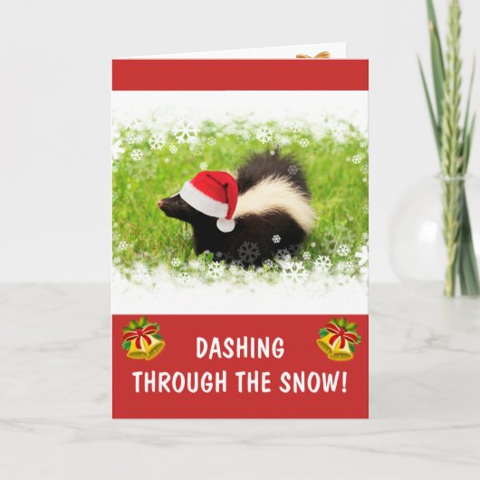 Funny Cute Skunk Kerstmis Feestdagen Kaart (Voorkant)