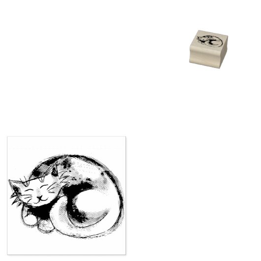 Funny Cute Slapende Cat Animal Personal Stationery Rubberstempel (Gestempeld)