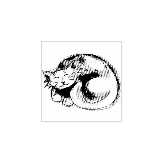 Funny Cute Slapende Cat Animal Personal Stationery Rubberstempel (Afrduk)