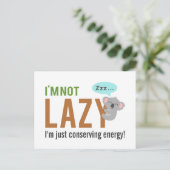 Funny Cute Sleeping Koala Beer not Lazy Quote Briefkaart (Staand voorkant)