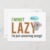 Funny Cute Sleeping Koala Beer not Lazy Quote Briefkaart (Voorkant / Achterkant)