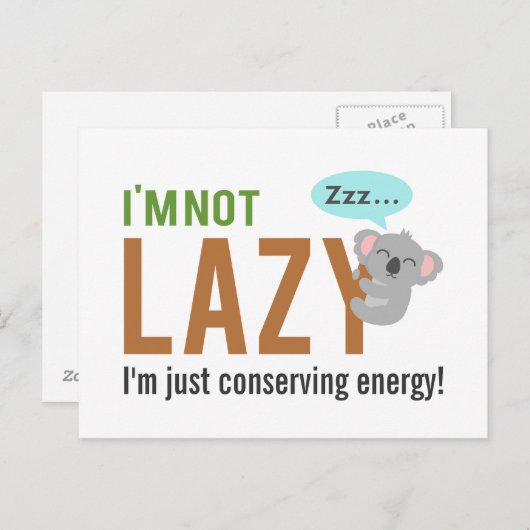 Funny Cute Sleeping Koala Beer not Lazy Quote Briefkaart (Voorkant / Achterkant)
