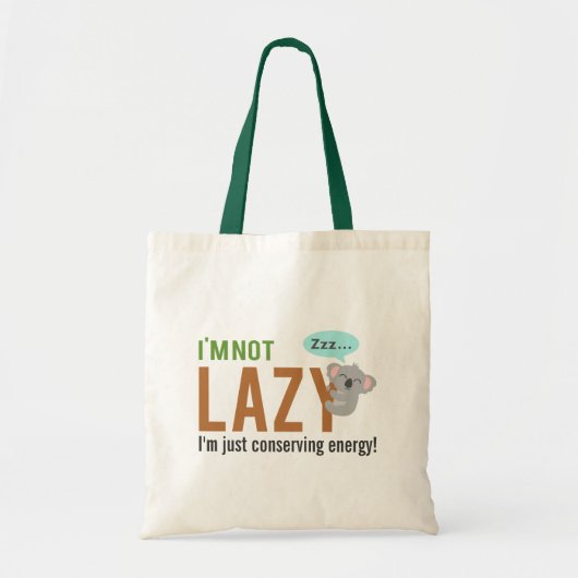 Funny Cute Sleeping Koala Beer not Lazy Quote Tote Bag (Voorkant)