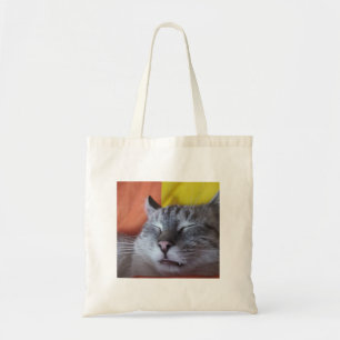 Funny Cute Sleepy Cat Canvas tas