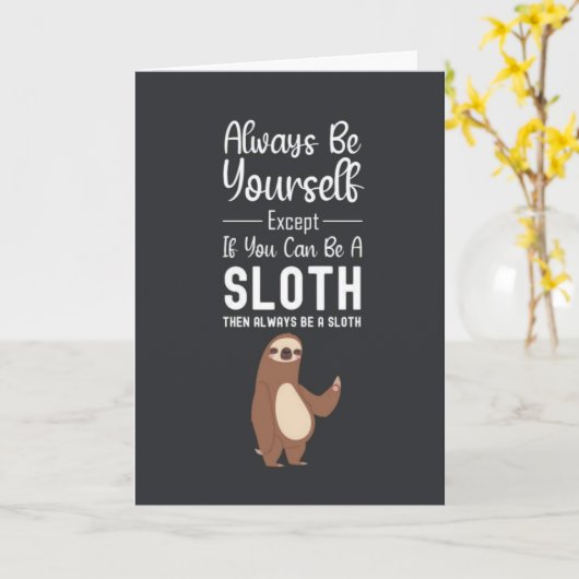 Funny Cute Sloth Cards Animal Humorous Lover Humor Kaart (Gele Bloem)