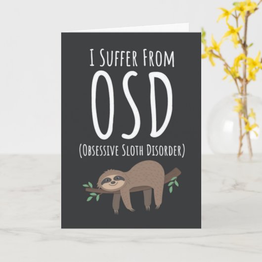 Funny Cute Sloth Cards Humorous Lazy Animal Humor Kaart (Gele Bloem)