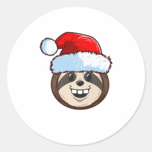 Funny Cute Sloth Santa Hat kerstcadeau voor Ronde Sticker