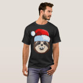 Funny Cute Sloth Santa Hat kerstcadeau voor T-shirt (Voorkant volledig)