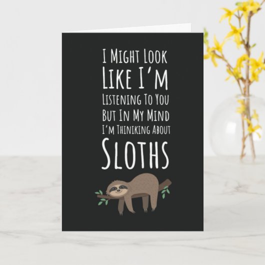 Funny Cute Sloths Lover Cards Animals Humor  Kaart (Gele Bloem)