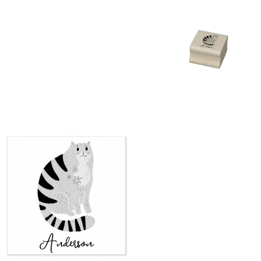funny Cute Smiling Cat Rubberstempel (Gestempeld)