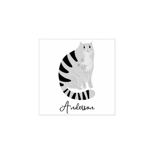 funny Cute Smiling Cat Rubberstempel (Afrduk)
