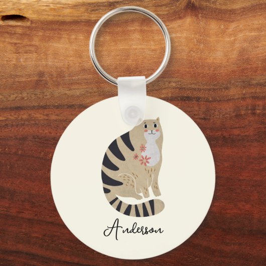  Funny Cute Smiling Cat Sleutelhanger (Voorkant)