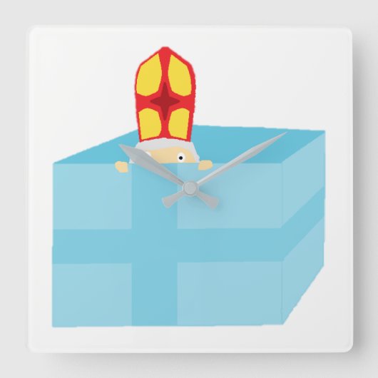 Funny Cute St. Nicholas Dutch Sinterklaas Kinder K Vierkante Klok (Voorkant)