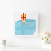 Funny Cute St. Nicholas Dutch Sinterklaas Kinder K Vierkante Klok (Huis)