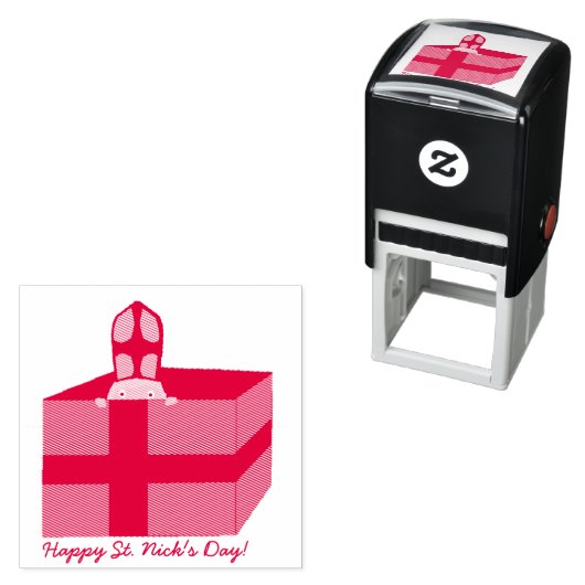 Funny Cute St. Nicholas Dutch Sinterklaas Kinder K Zelfinktende Stempel (In situ)