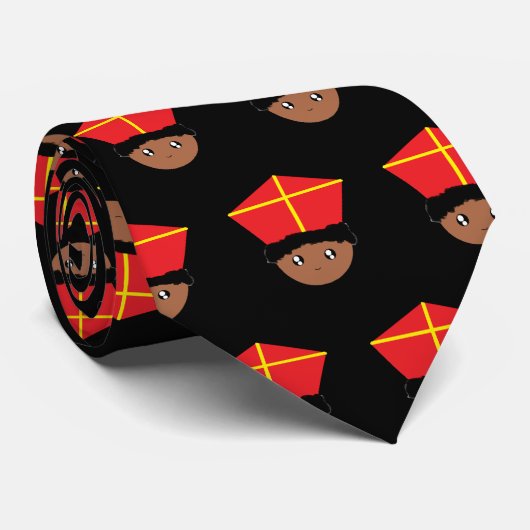 Funny Cute St. Nicholas Miter Zwarte Piet Kinder K Stropdas (Opgerold)
