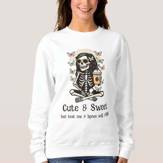 Funny Cute Sweet Skeleton Butterflies Halloween  Trui (Voorkant)