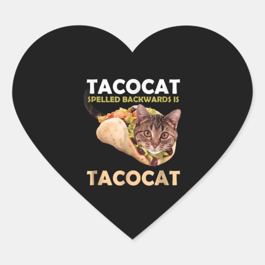 Funny Cute Tacocat Taco Cat Spelling Backward Hart Sticker (Voorkant)