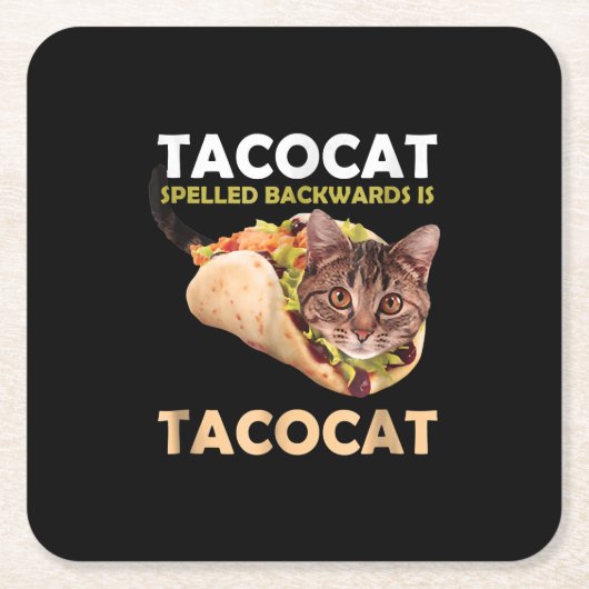 Funny Cute Tacocat Taco Cat Spelling Backward Kartonnen Onderzetters (Voorkant)
