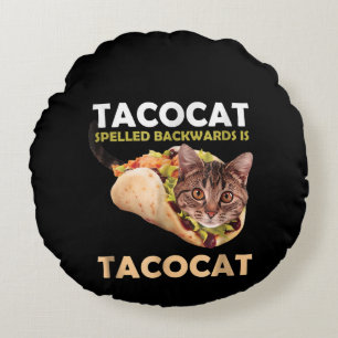 Funny Cute Tacocat Taco Cat Spelling Backward Rond Kussen