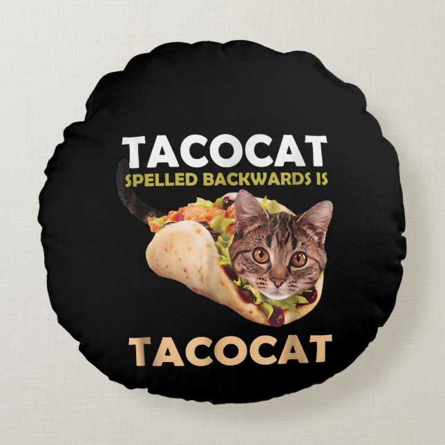 Funny Cute Tacocat Taco Cat Spelling Backward Rond Kussen (Voorkant)