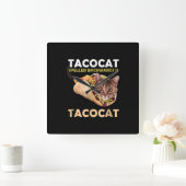 Funny Cute Tacocat Taco Cat Spelling Backward Vierkante Klok (Huis)
