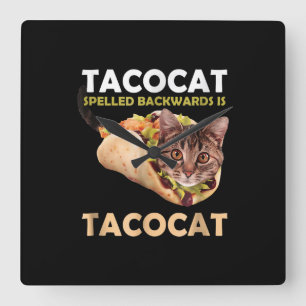 Funny Cute Tacocat Taco Cat Spelling Vierkante Klok