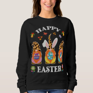 Funny Cute Three Gnomes Bunny Holding Egg Happy Ea Trui