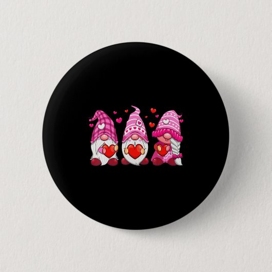 Funny Cute Three Gnomies Nk Hearts Matching Vale  Ronde Button 5,7 Cm (Voorkant)