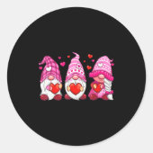 Funny Cute Three Gnomies Nk Hearts Matching Vale Ronde Sticker (Voorkant)