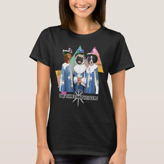Funny Cute Three Musketeers Dogs T-Shirt (Voorkant)