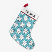 Funny Cute Tooth met Toothpaste Pattern Custom Kleine Kerstsok (Voorkant (Hangend))