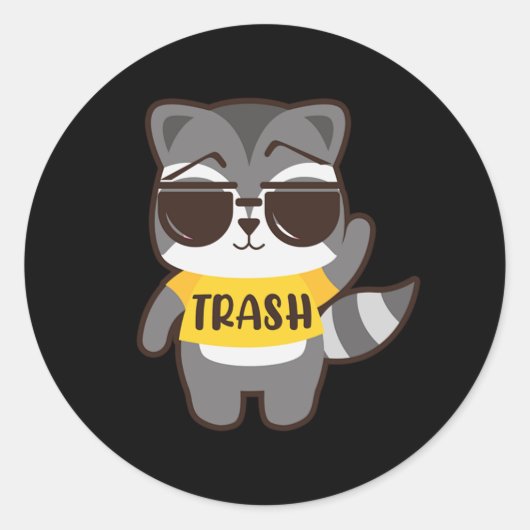 Funny Cute Trash Raccoon Sunbril Forest Animals Ronde Sticker (Voorkant)