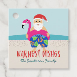 Funny Cute Tropical Santa Pool Float Name Bedankjes Labels